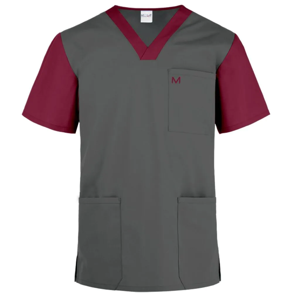 Gray & Maroon Contrast Medical Scrub in Pakistan