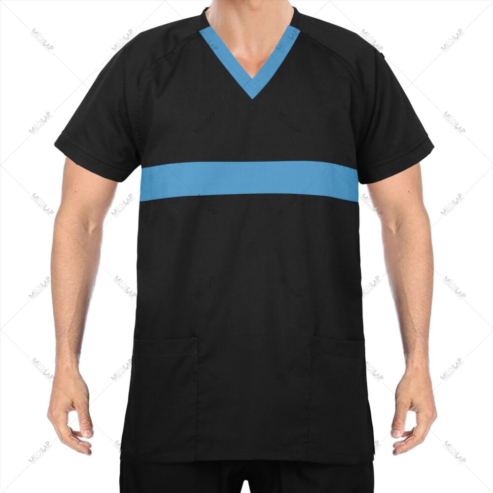 Inverse Medical Scrubs for Men (Black, Sky Blue) - Image 2