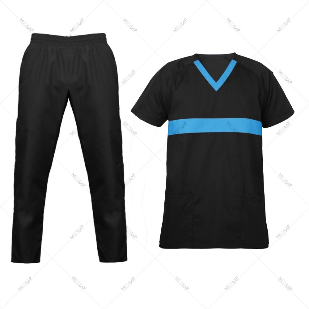 Inverse Medical Scrubs for Men (Black, Sky Blue) - Image 5