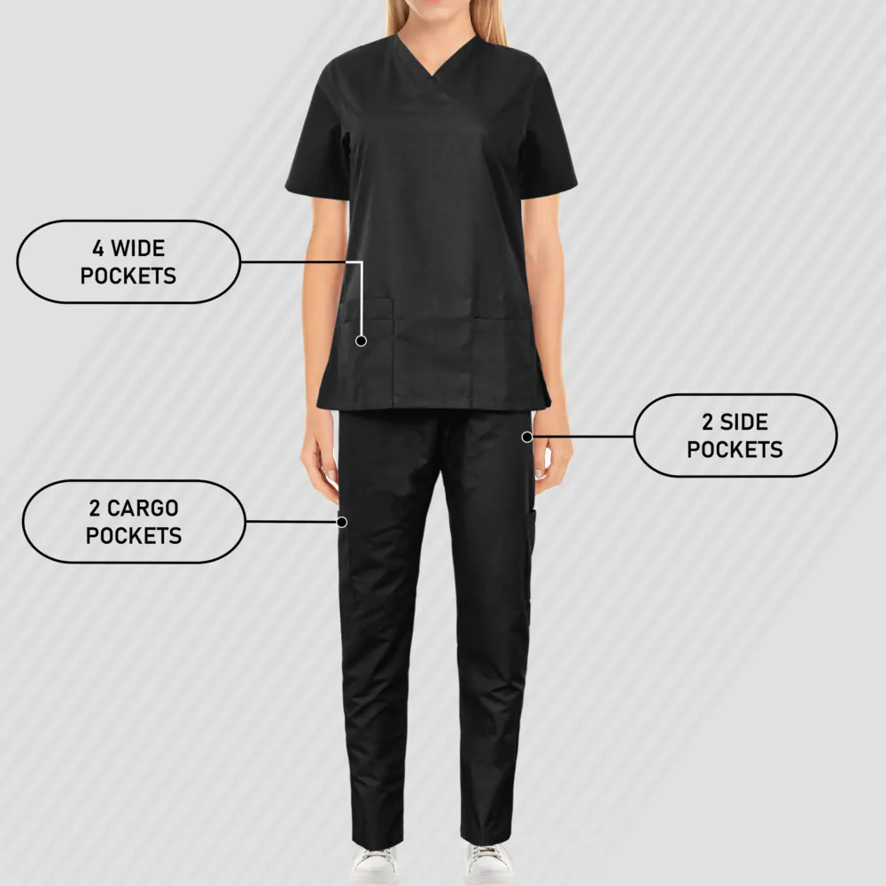 Modish Medical Scrubs for Women (Black) - Image 6