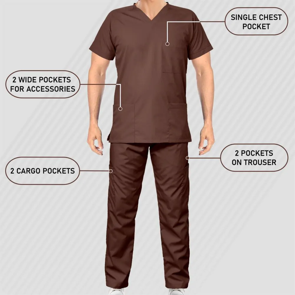 Modish Medical Scrubs for Men (Brown) - Image 8
