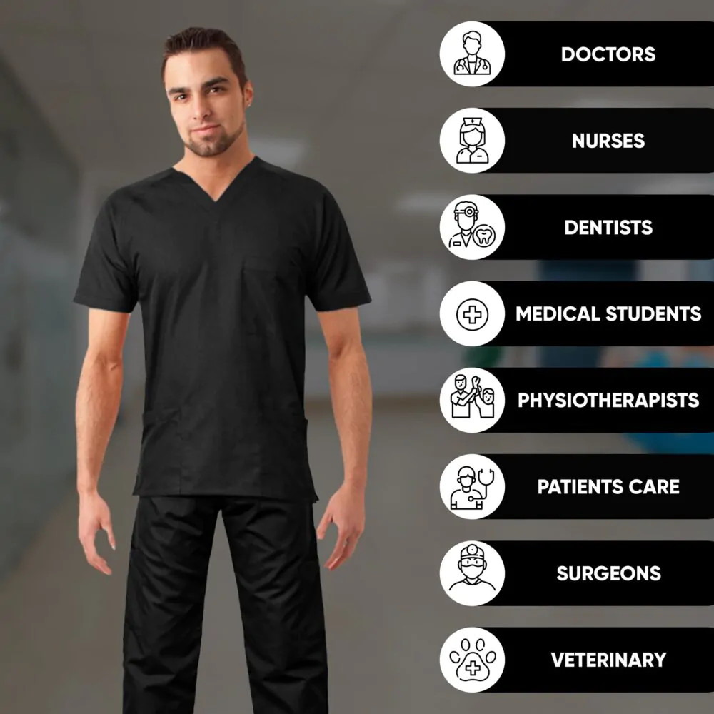Modish Medical Scrubs for Men (Black) - Image 9