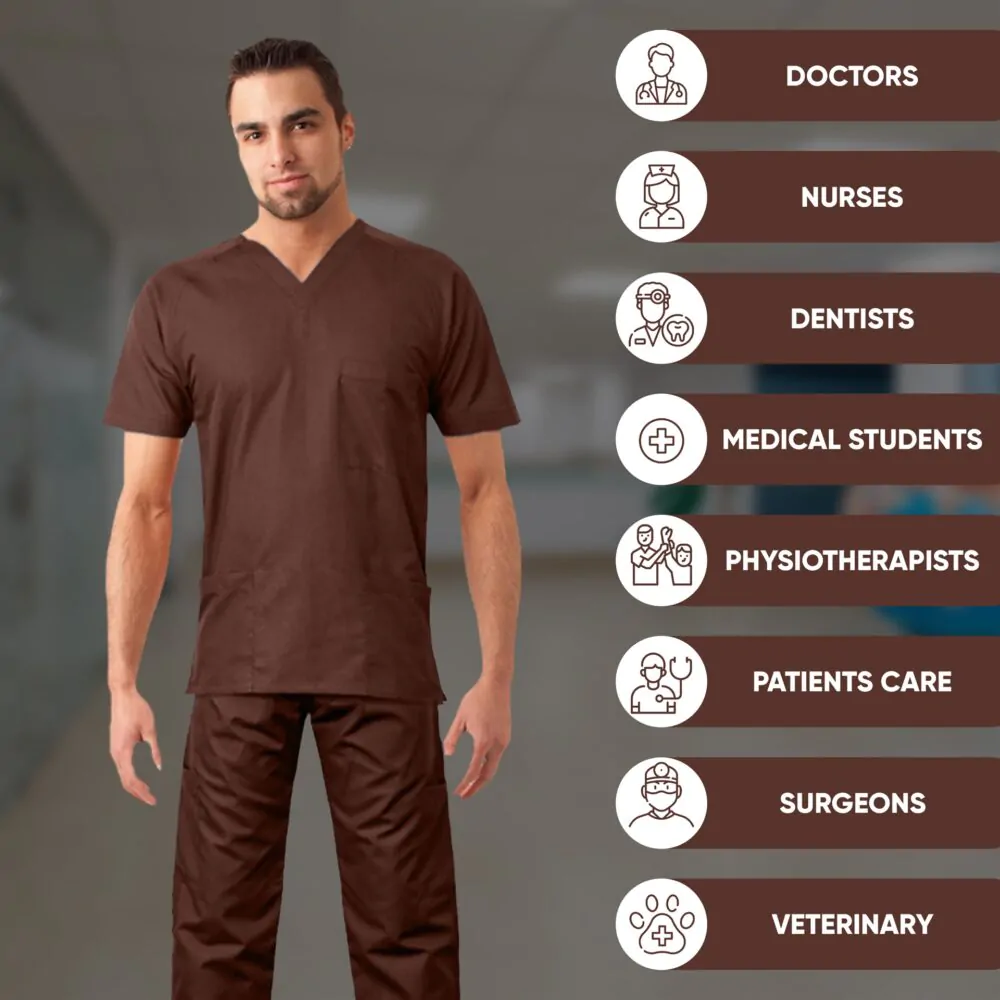 Modish Medical Scrubs for Men (Brown) - Image 9