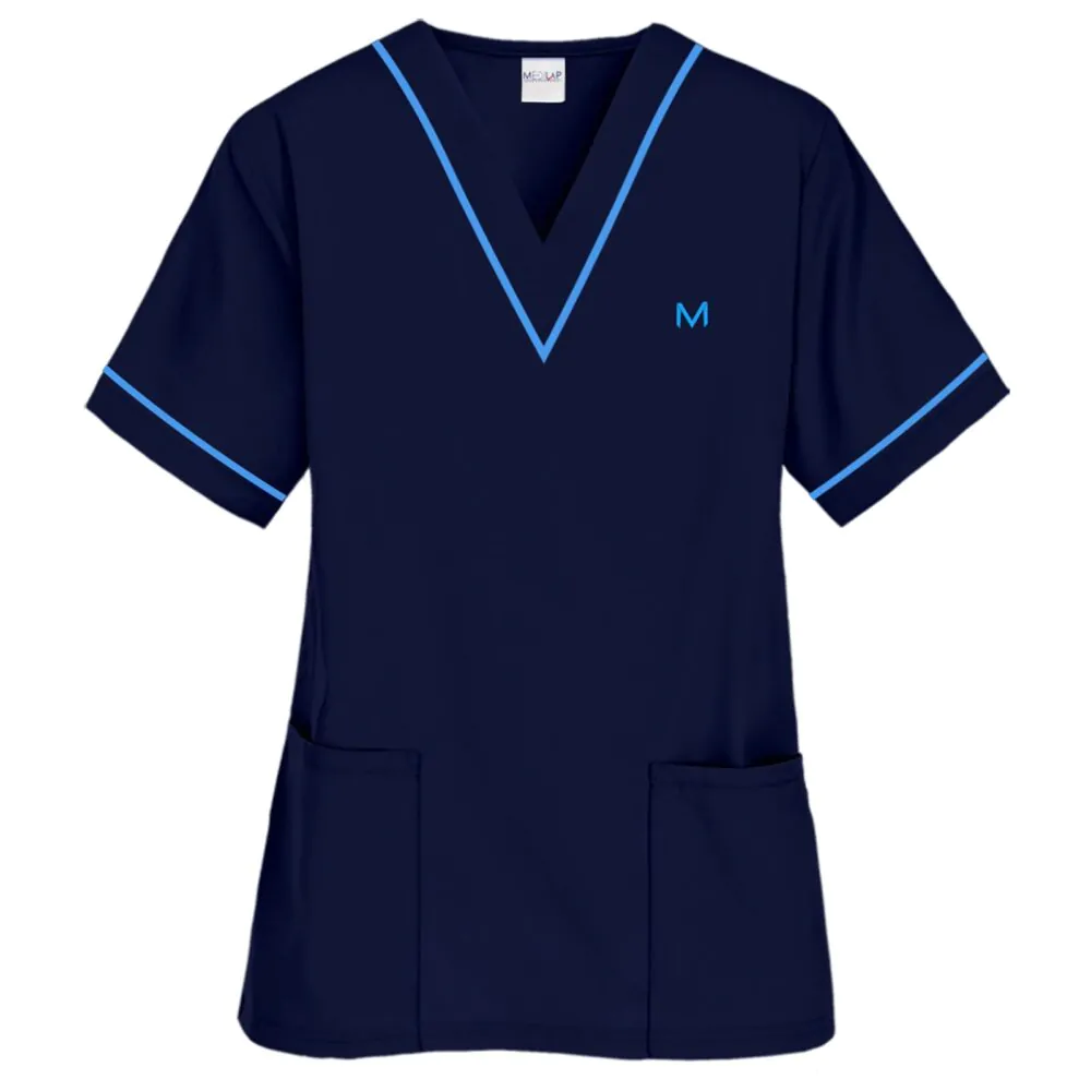Blackish Blue Piping Medical Scrub in Pakistan