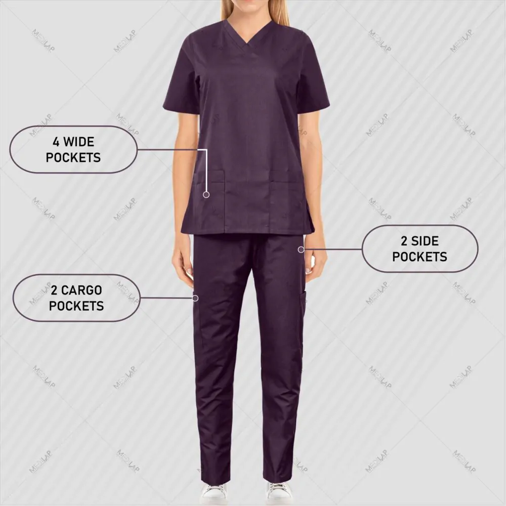 Modish Medical Scrubs for Women (Dark Purple) - Image 8