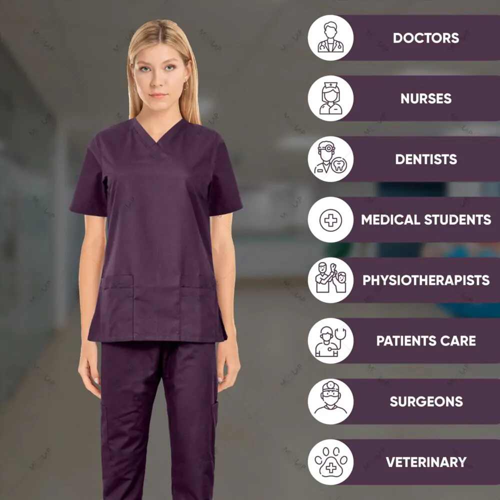 Modish Medical Scrubs for Women (Dark Purple) - Image 9
